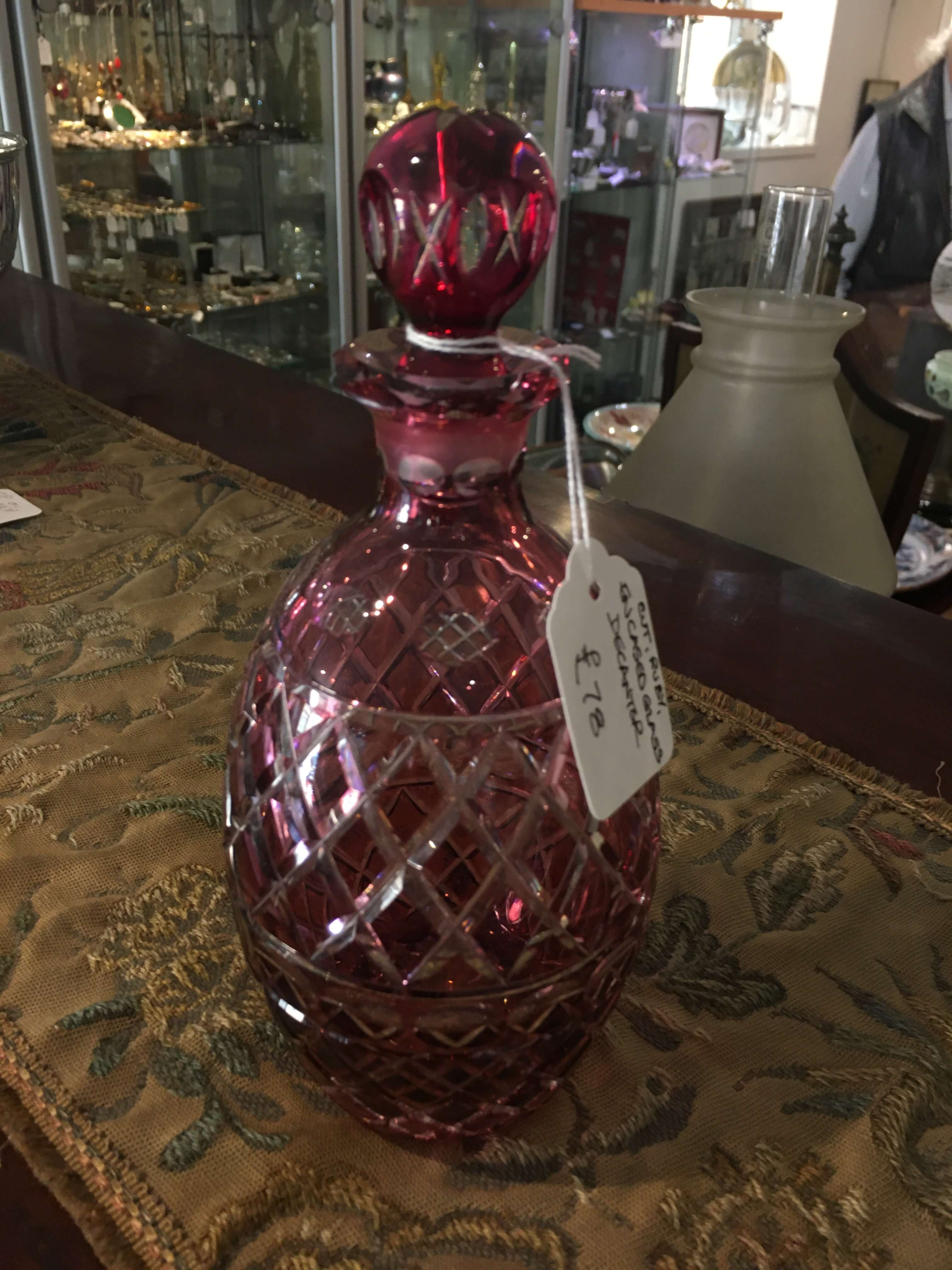 Cut Ruby Encased Glass Decanter